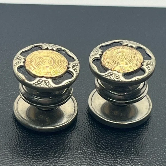 Kum-A-Part pat pending men’s cuff button snap cufflinks gold & silver tone